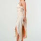 Corset Waist Beige Slit Dress