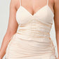 Corset Waist Beige Slit Dress