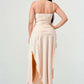 Corset Waist Beige Slit Dress
