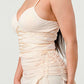 Corset Waist Beige Slit Dress