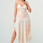 Corset Waist Beige Slit Dress