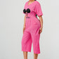 Sassy Chic: Bubblegum Pink Graphic Baddies Jumpsuit Pajamas