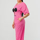 Sassy Chic: Bubblegum Pink Graphic Baddies Jumpsuit Pajamas