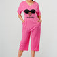Sassy Chic: Bubblegum Pink Graphic Baddies Jumpsuit Pajamas