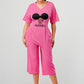 Sassy Chic: Bubblegum Pink Graphic Baddies Jumpsuit Pajamas