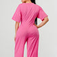 Sassy Chic: Bubblegum Pink Graphic Baddies Jumpsuit Pajamas