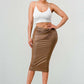 Athina High-Quality Fabric Soft PU Midi Skirt