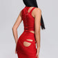 Fiery Statement Red Cut-Out Bandage Dress