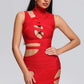 Fiery Statement Red Cut-Out Bandage Dress