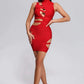 Fiery Statement Red Cut-Out Bandage Dress