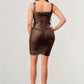 Playful soft PU mini dress