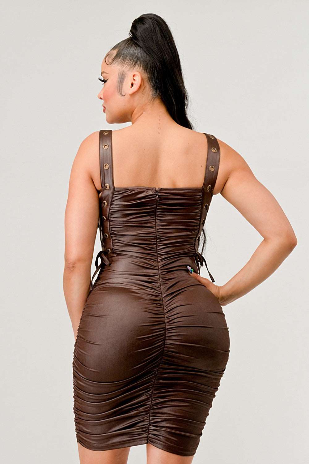 Playful soft PU mini dress