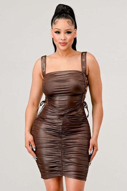 Playful soft PU mini dress