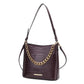 “Maxine” Faux Crocodile-Embossed Shoulder Bag