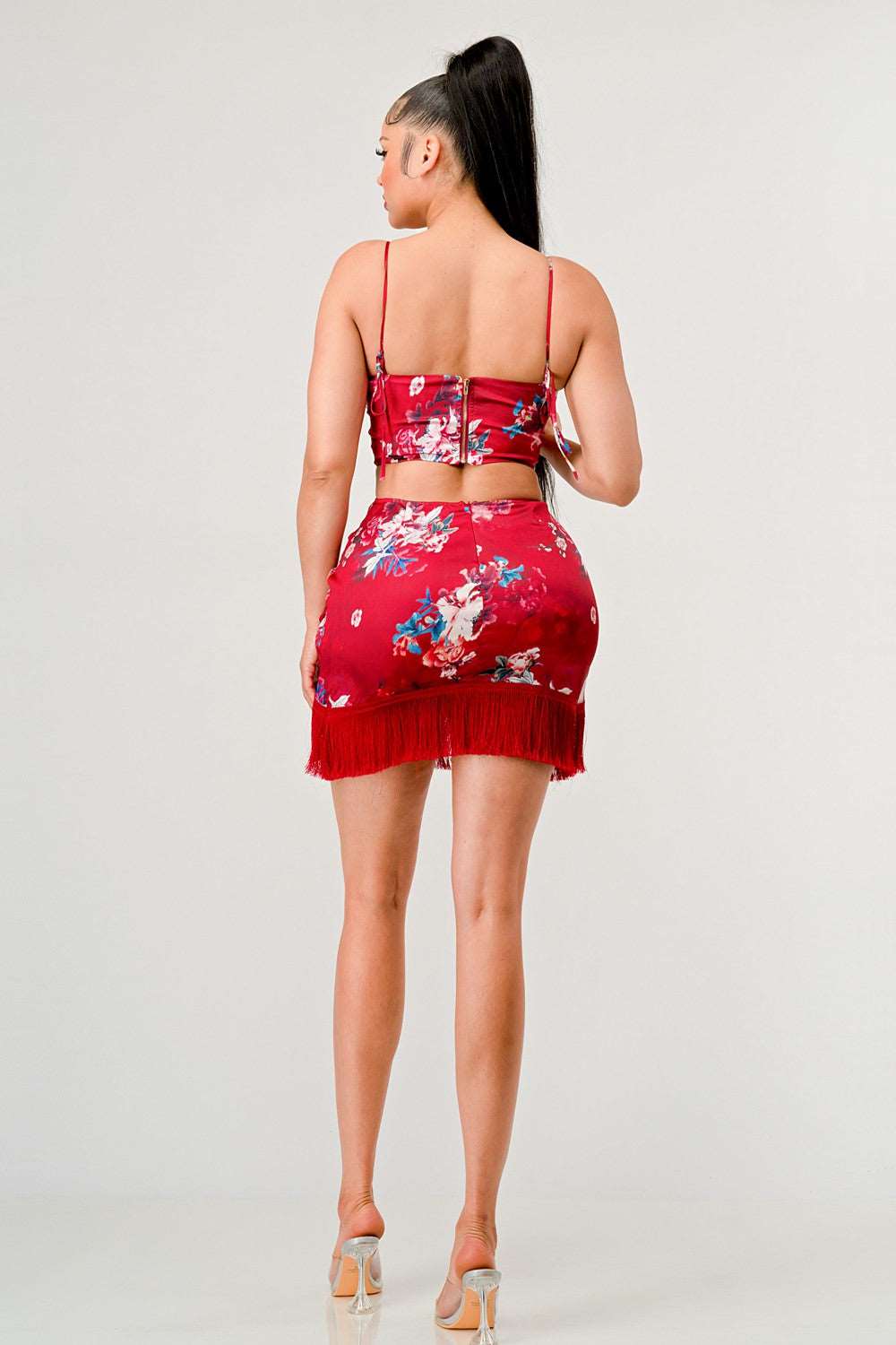 Kimono floral print mini dress