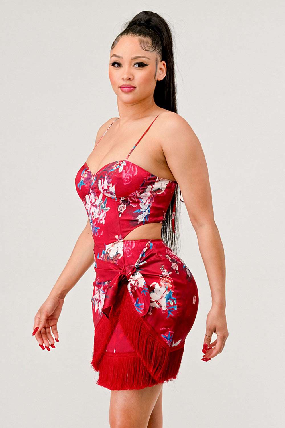 Kimono floral print mini dress