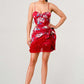Kimono floral print mini dress