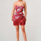 Kimono floral print mini dress