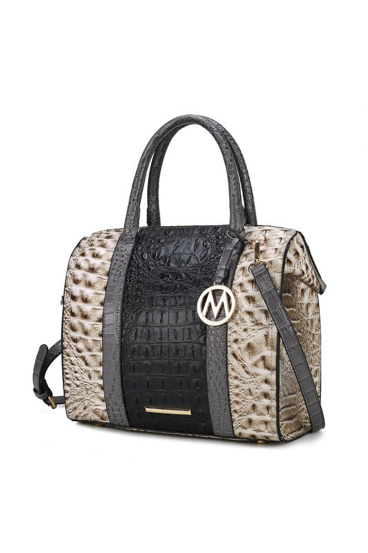 “Ember” Crocodile-Embossed Satchel Bag