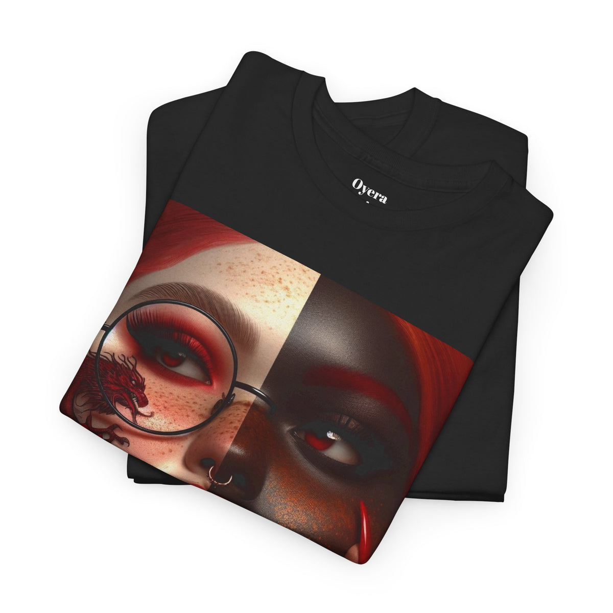 Graphic Tee — Dual-Faced Gothic Rose Portrait