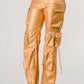 ATHINA FAMOUS PU LEATHER CARGO PANTS
