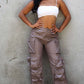 ATHINA FAMOUS PU LEATHER CARGO PANTS