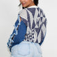 STAR SLEEVE KNIT DENIM CONTRAST TOP
