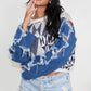 STAR SLEEVE KNIT DENIM CONTRAST TOP