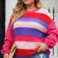 Color Block Pom-Pom Trim Sweater