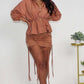 Desert Rose: Cinched Waist Windbreaker and Tassel Skirt Set