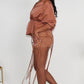 Desert Rose: Cinched Waist Windbreaker and Tassel Skirt Set