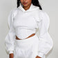 Modern White Crop Hoodie and Shorts Set