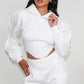 Modern White Crop Hoodie and Shorts Set