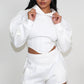 Modern White Crop Hoodie and Shorts Set