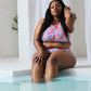 Rose Floral Print Twisted High Waist Bikini Set