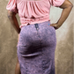 Midi Skirt In Denim Pink