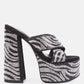 Sinful High Platform Patterned Diamante Slides