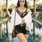 Cochella White Fringe Denim Jacket