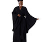 Kimono Viscose Long Robe in Black with pockets