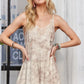 Printed Spaghetti Strap Midi Dress in Taupe