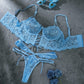Blue Pearls Small Flower Lace Lingerie Set