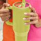 Pear Green Frosted Stainless Handle Large Vacuum Cup with Straw 40oz