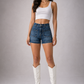High-Waisted Denim Shorts for Women – Vintage-Inspired Fit