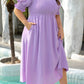 Wisteria Swiss Dot Smocked Frilled Neckline Short Sleeve Dress