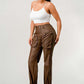 Athina PU Brown Cargo Pants