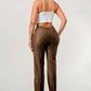 Athina PU Brown Cargo Pants