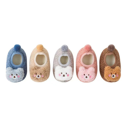 3D Cartoon Bear Patched Pattern Non-Slip Warm Shoes