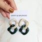Betsy Earrings - Neutral & Forest Green