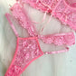 Pink Pearls Small Flower Lace Lingerie Set