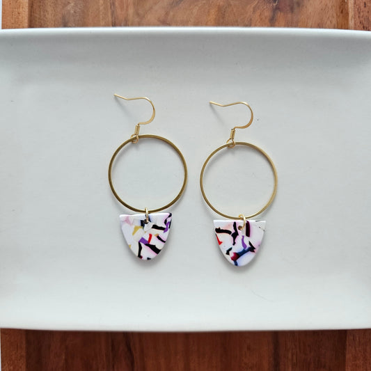 Iris Earrings Large - Marble Confetti
